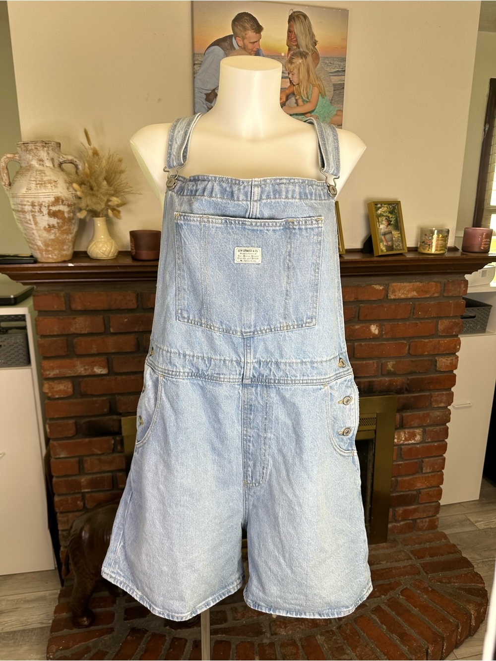 Levi's Light Wash Denim Overalls with Patch Logo -XL